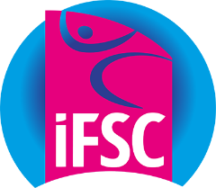 iFSC logo with a pink fish symbol on a blue background