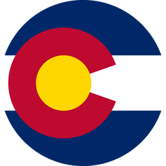 Flag of Colorado with a blue circle and red and yellow design